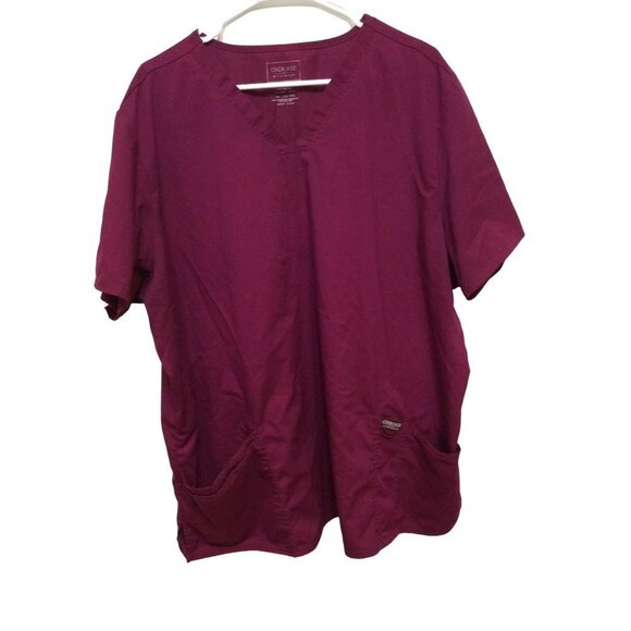 Cherokee Authentic Workwear Scrub Top Size 3X Burgandy - Picture 1 of 5